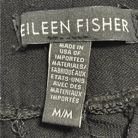 Eileen Fisher Black Straight Leg Pants Size Medium Elastic waist 24” inseam - Picture 2 of 6